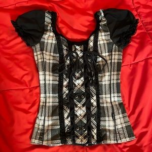 TRIPP Gingham Zippered Corset Top